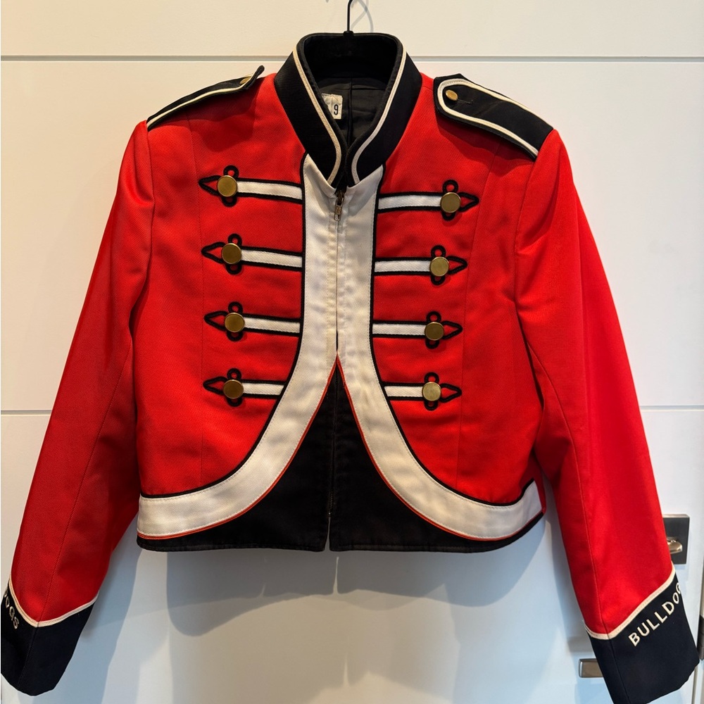 VINTAGE Red and Black Bulldog Marching Band Jacket. Amazing details.
